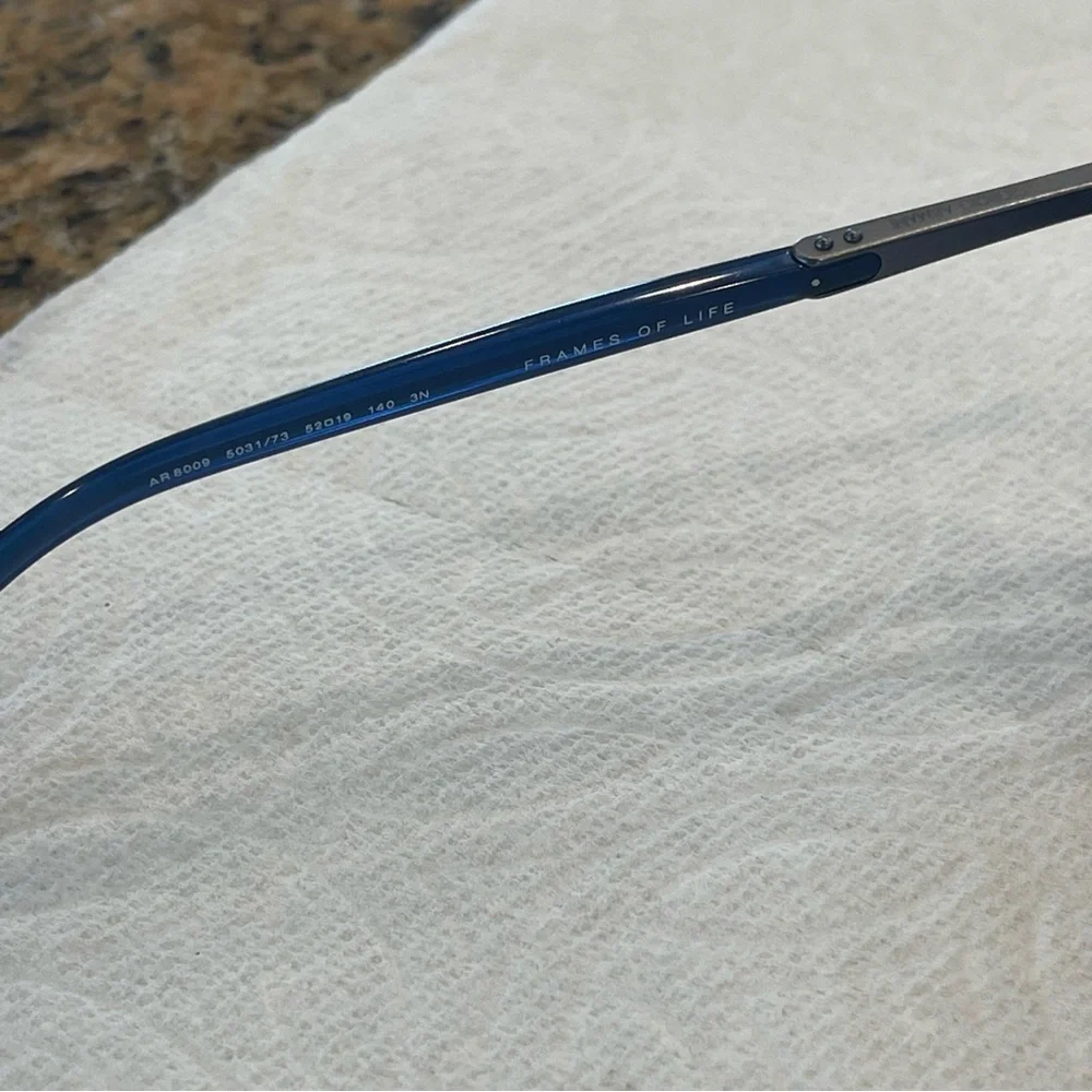 Giorgio Armani blue round sunglasses with metal trim men’s